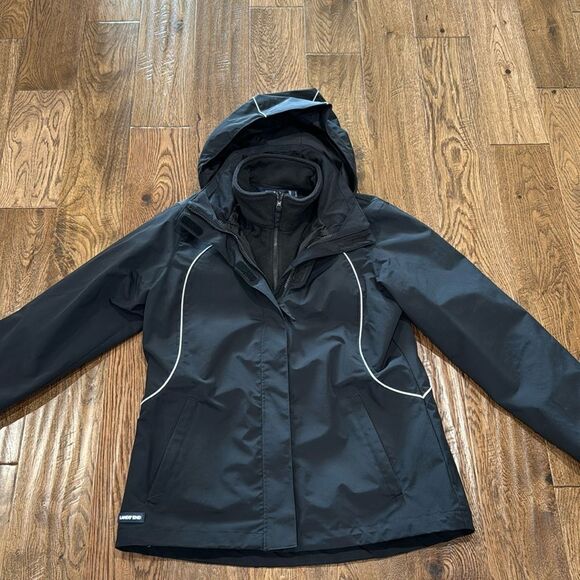 Lands End 3 in 1 Jacket. Black. Sz S. - Picture 2 of 8